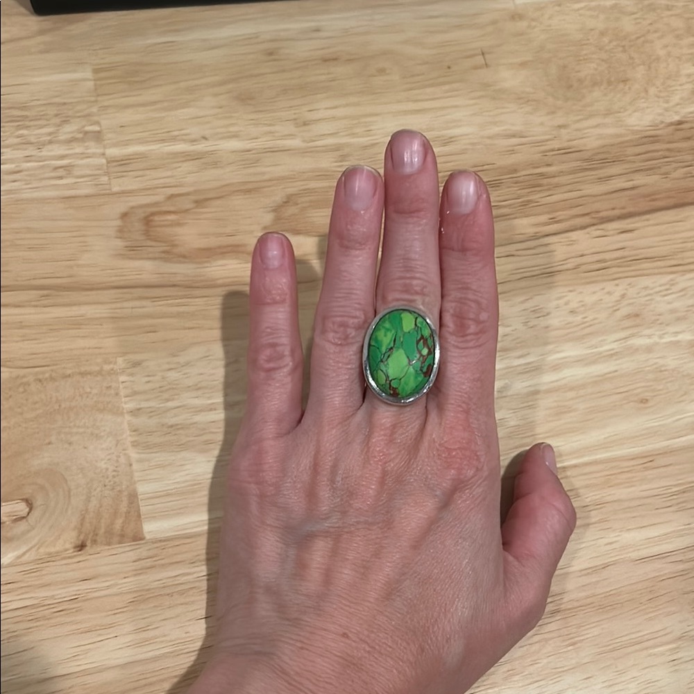Green Stone Silver Ring
